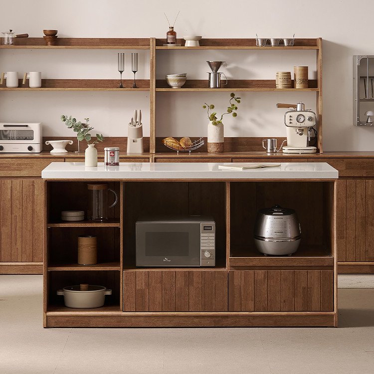 헤이즐 원목 광파오븐 인조대리석 오픈 아일랜드 홈바 식탁 렌지대 1600x600 GM545C