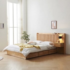 디앙 호텔식 LED Q 수납 원목침대 협탁1 VDF099C