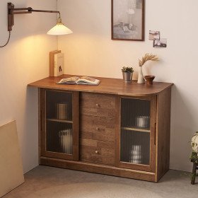 헤이즐 원목 라운드 식탁 홈바 슬라이딩 서랍수납장 1200 GM460C