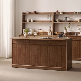 헤이즐 원목 광파오븐 와이드 아일랜드 홈바 식탁 서랍 수납장 1600x750 GM552C
